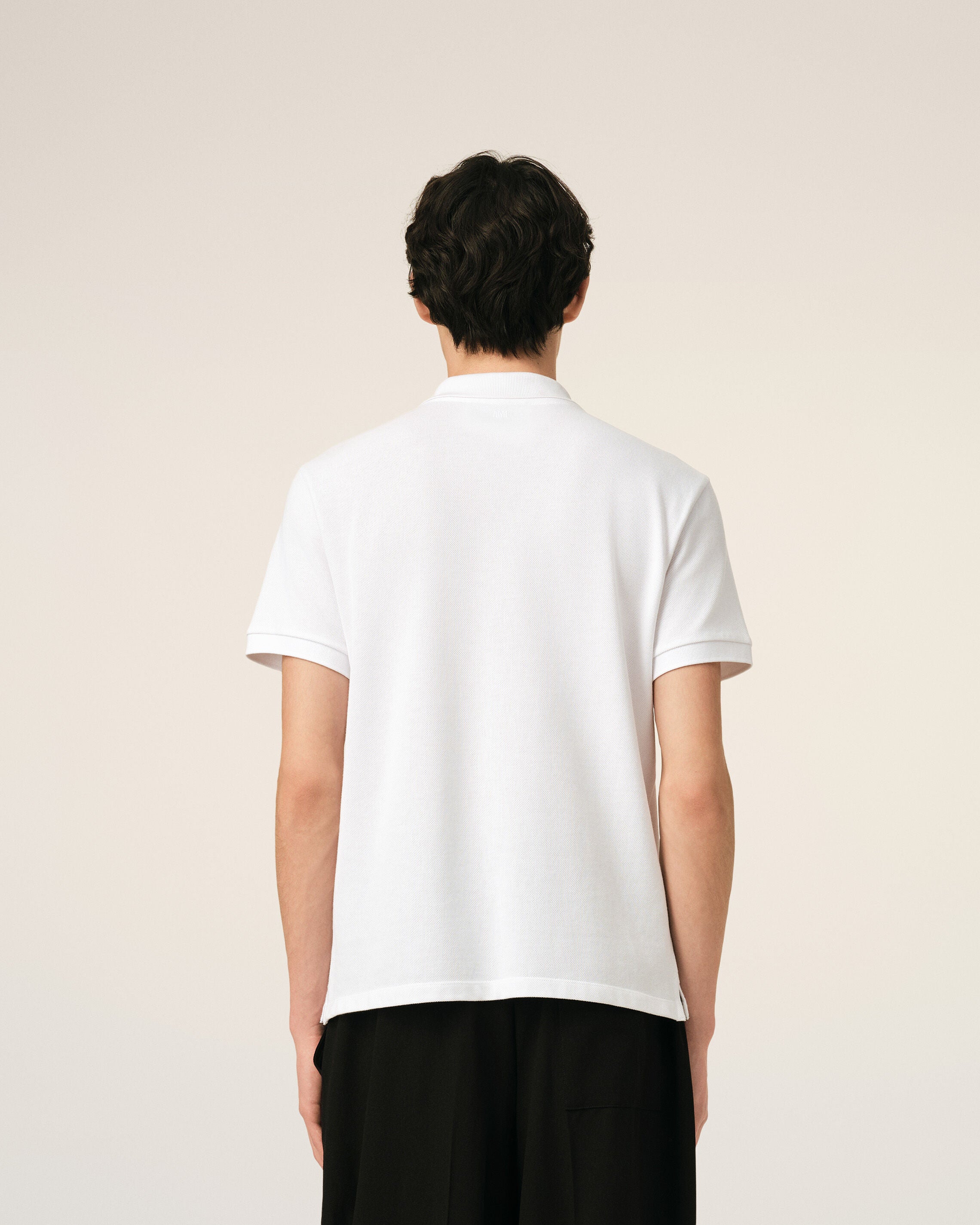 White Cotton Short Sleeves Ami De Coeur Polo Shirt - 5