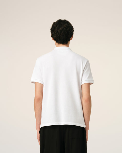 White Cotton Short Sleeves Ami De Coeur Polo Shirt - Man - 5 - AMI Paris - Ami Paris
