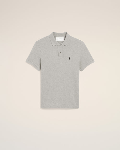 Grey cotton polo with Ami de Coeur - HEATHER ASH GREY - Ami Paris