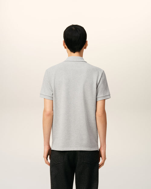 Grey Cotton Contrasted Ami De Coeur Polo Shirt - Man - 5 - AMI Paris - Ami Paris