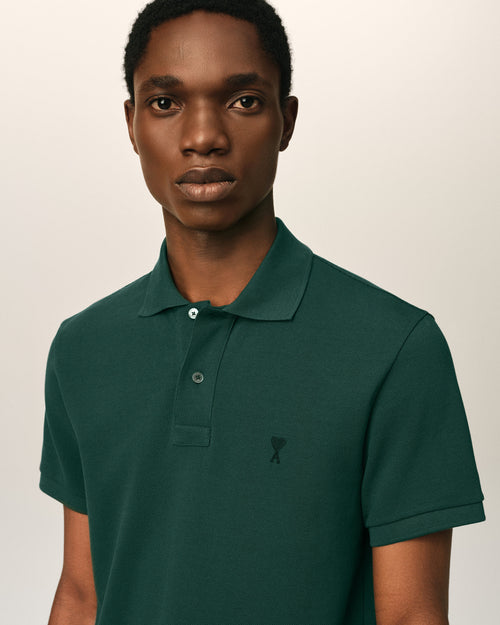 Green cotton polo with Ami de Coeur - Man - 4 - AMI Paris - Ami Paris