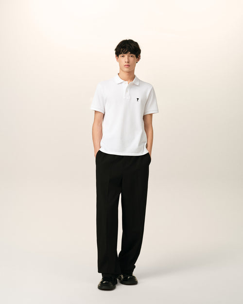 White Cotton Short Sleeves Ami De Coeur Polo Shirt - Man - 3 - AMI Paris - Ami Paris