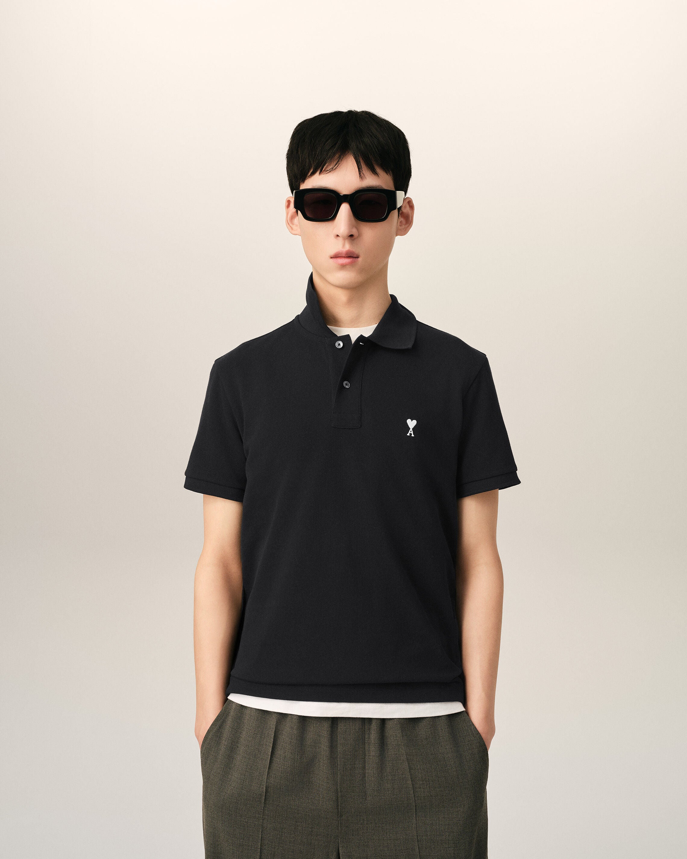 Polo de manga corta Ami de Cœur de algodón negro - 2