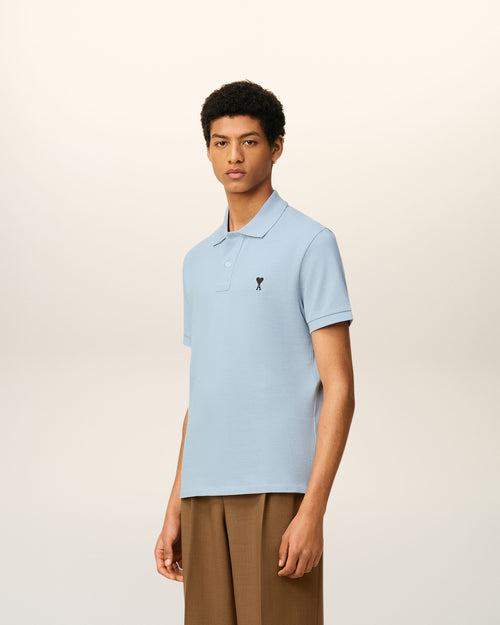 Blue Cotton Contrasted Ami De Coeur Polo Shirt - 6 - Ami Paris