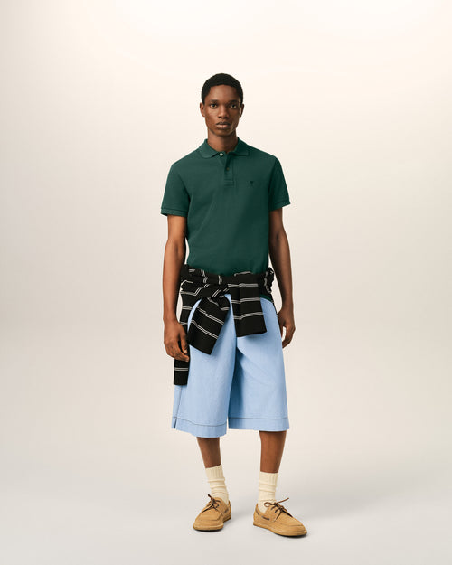 Green cotton polo with Ami de Coeur - Man - 3 - AMI Paris - Ami Paris