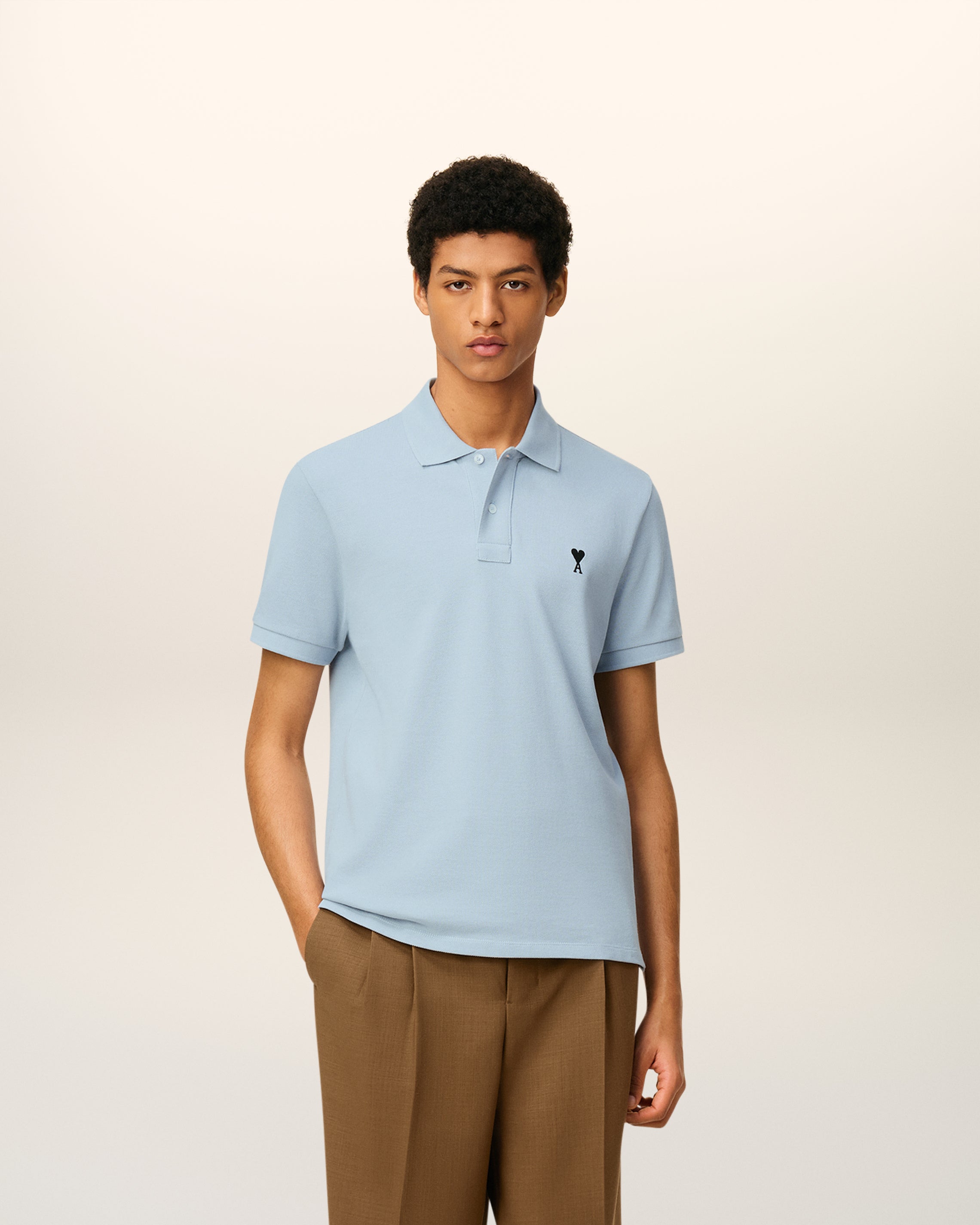 ブルー コットン コントラスト Ami De Coeur ポロシャツ スカイ | AMI