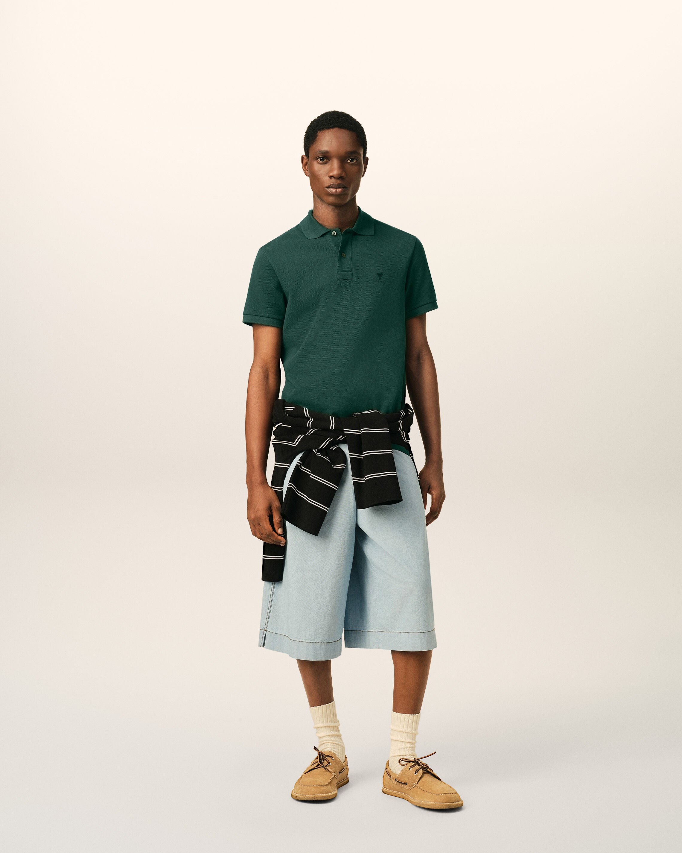 Green cotton polo with Ami de Coeur - 3