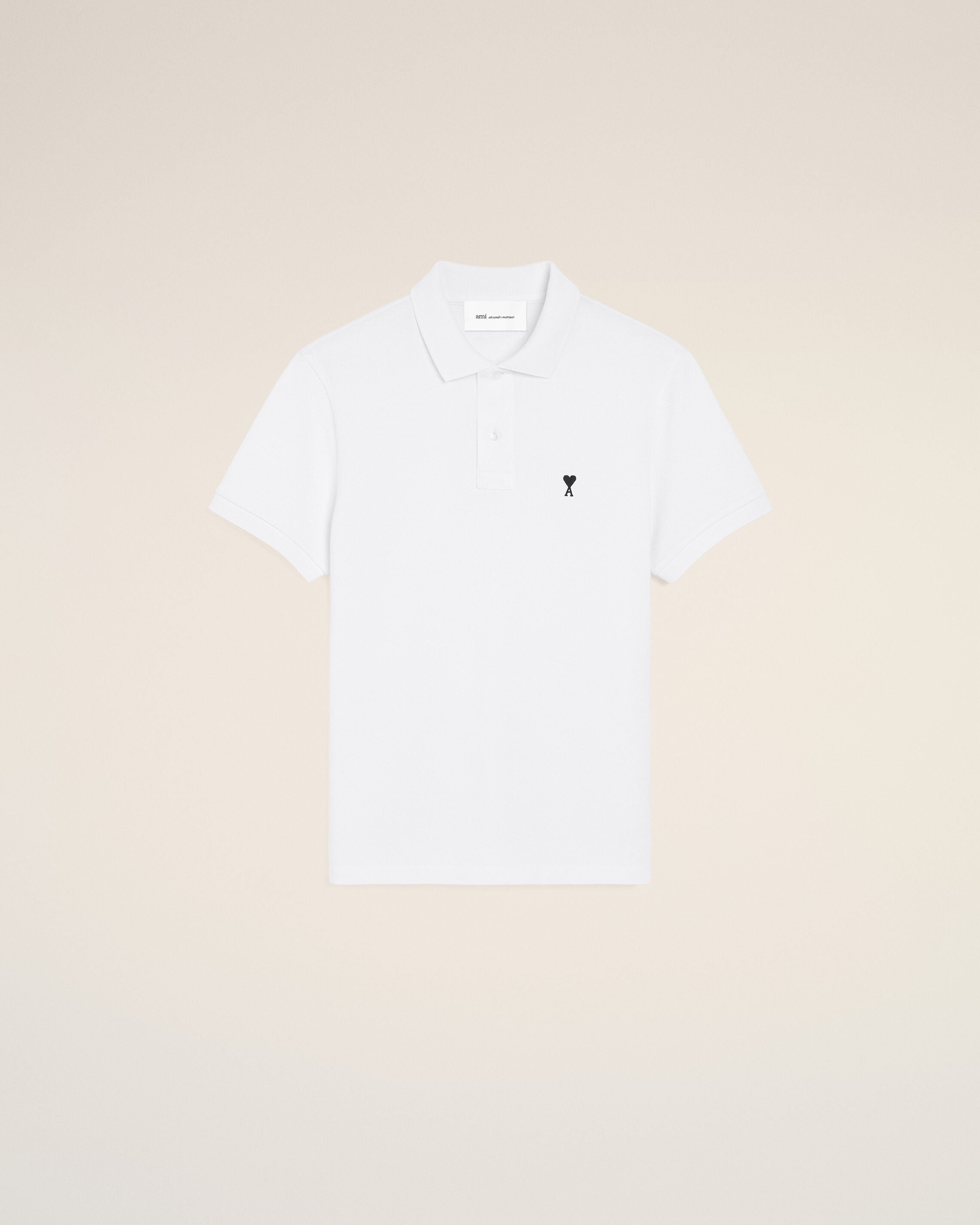 White Cotton Short Sleeves Ami De Coeur Polo Shirt - 1