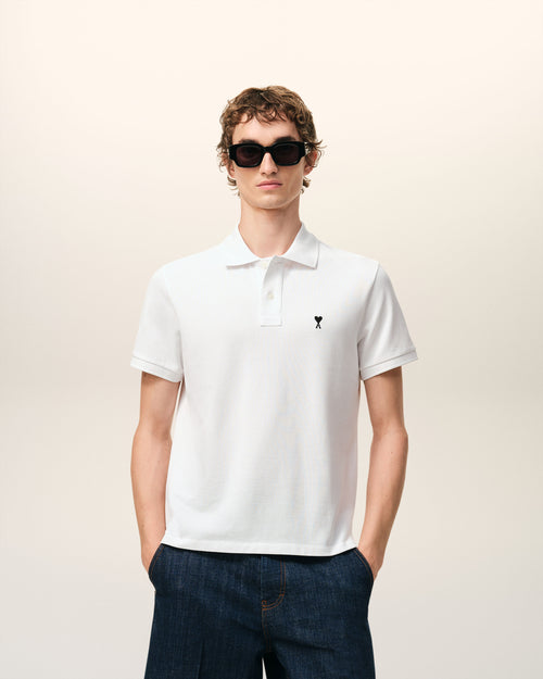 Polo Blanc Manches Courtes Ami De Coeur en Coton - 1 - Ami Paris