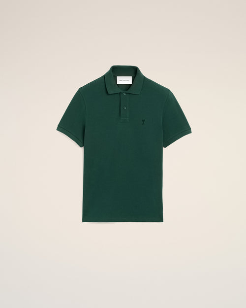 Green cotton polo with Ami de Coeur - Man - 1 - AMI Paris - Ami Paris