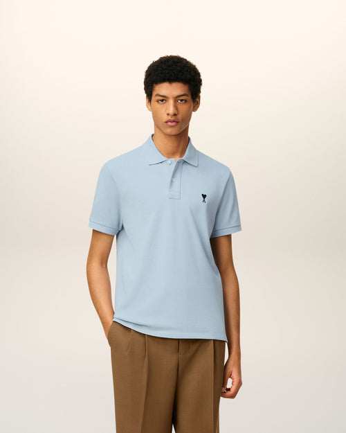 Blue Cotton Contrasted Ami De Coeur Polo Shirt - 1 - Ami Paris