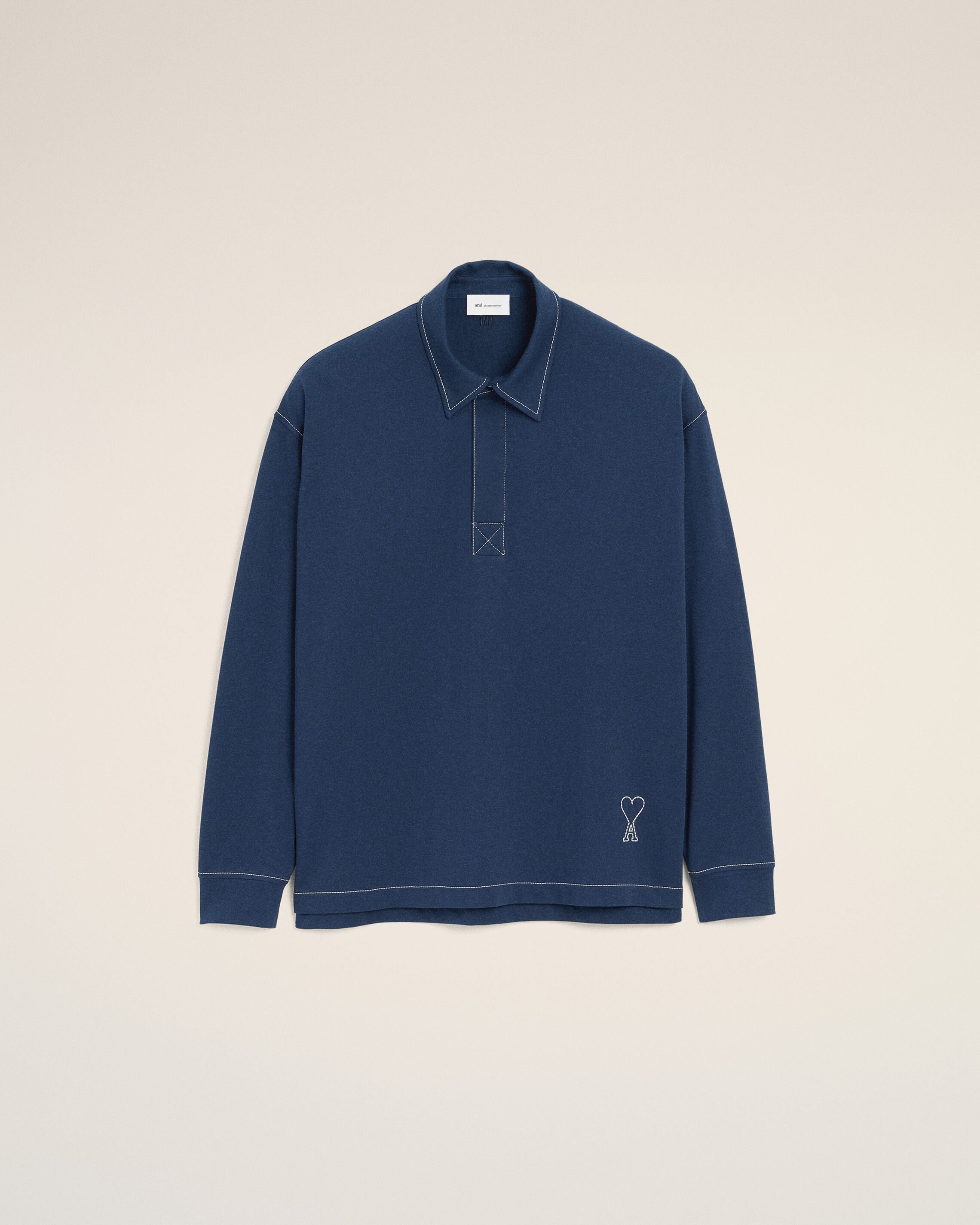 Blue Cotton Long Sleeves Ami De Coeur Polo - 1