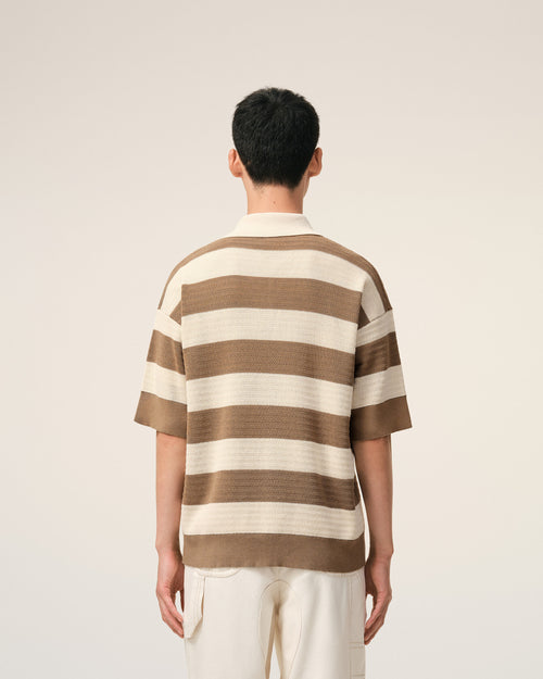 White And Brown Cotton Ami De Coeur Polo - 5 - Ami Paris