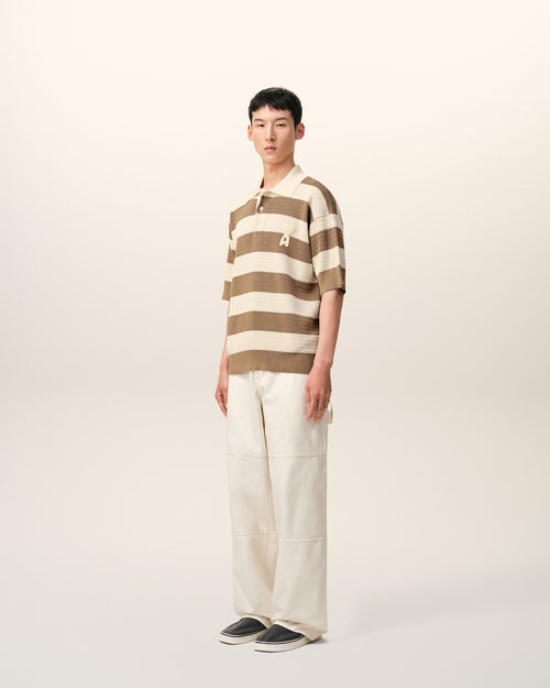 White And Brown Cotton Ami De Coeur Polo - Man - 6 - AMI Paris - Ami Paris