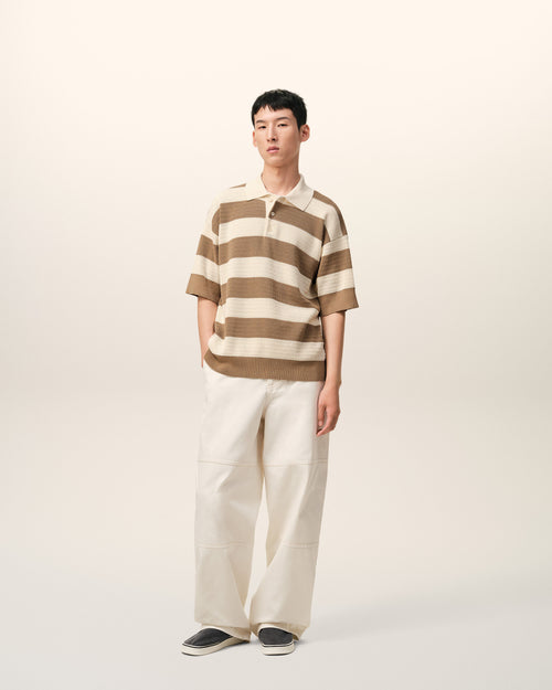 White And Brown Cotton Ami De Coeur Polo - 2 - Ami Paris