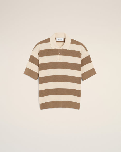 White And Brown Cotton Ami De Coeur Polo - 1 - Ami Paris