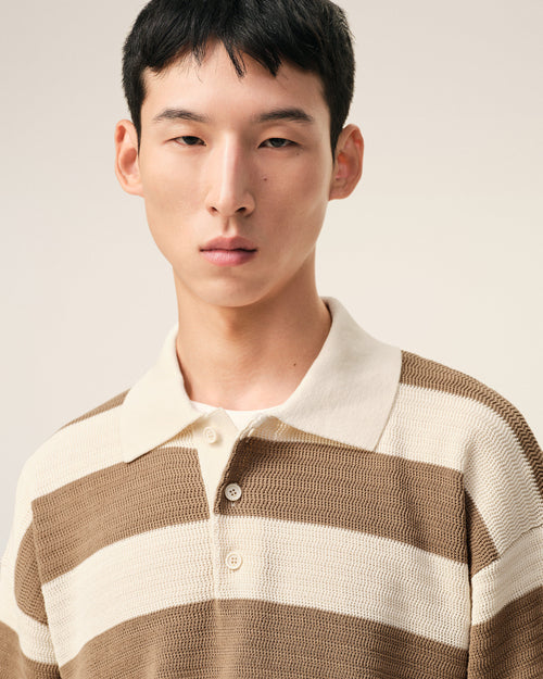 White And Brown Cotton Ami De Coeur Polo - 4 - Ami Paris