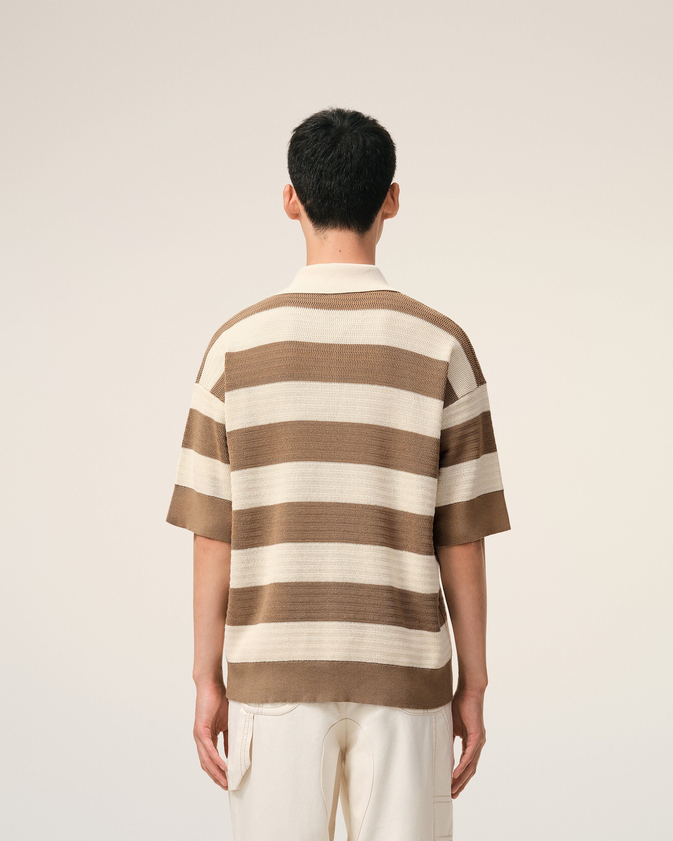 White And Brown Cotton Ami De Coeur Polo - 5