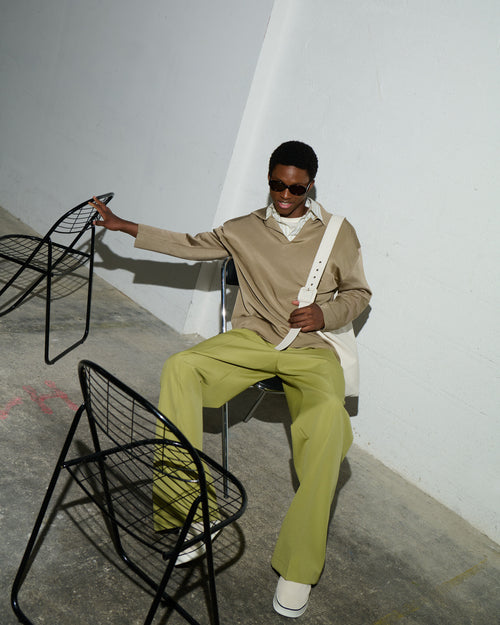 Beige Wool Long Sleeves Polo - Man - 7 - AMI Paris - Ami Paris