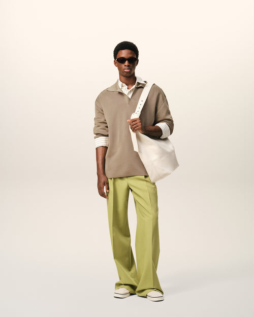 Beige Wool Long Sleeves Polo - 2 - Ami Paris