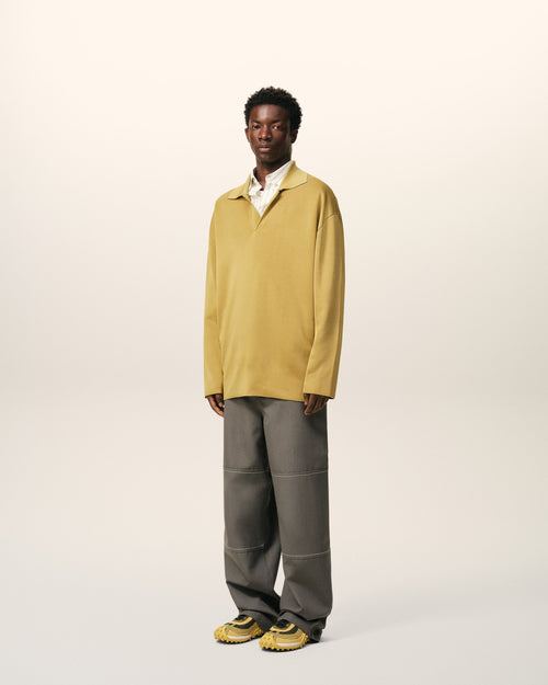 Polo a maniche lunghe in lana gialla - Uomo - 5 - AMI Paris - Ami Paris