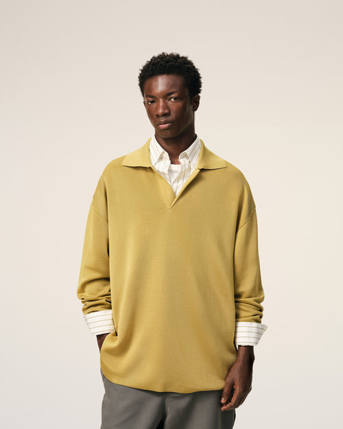Yellow Wool Long Sleeves Polo - Man - 3 - AMI Paris - Ami Paris