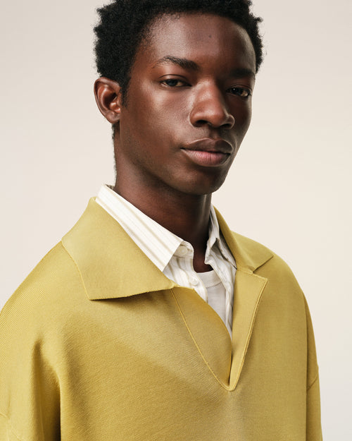 Polo a maniche lunghe in lana gialla - Uomo - 4 - AMI Paris - Ami Paris