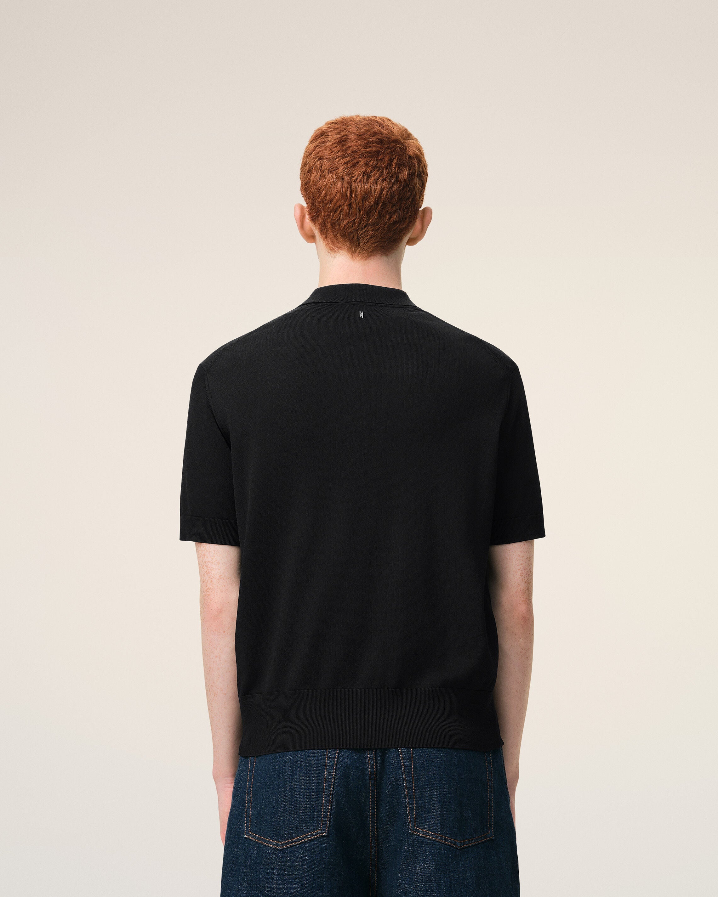 Black Knit Short Sleeves Polo - 5