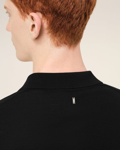 Polo Noir Manches Courtes en Maille - 4 - Ami Paris