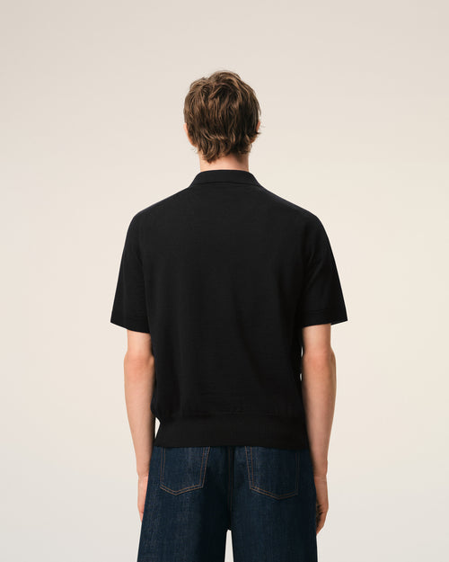 Black Wool Short Sleeves Ami De Coeur Polo - Man - 5 - AMI Paris - Ami Paris