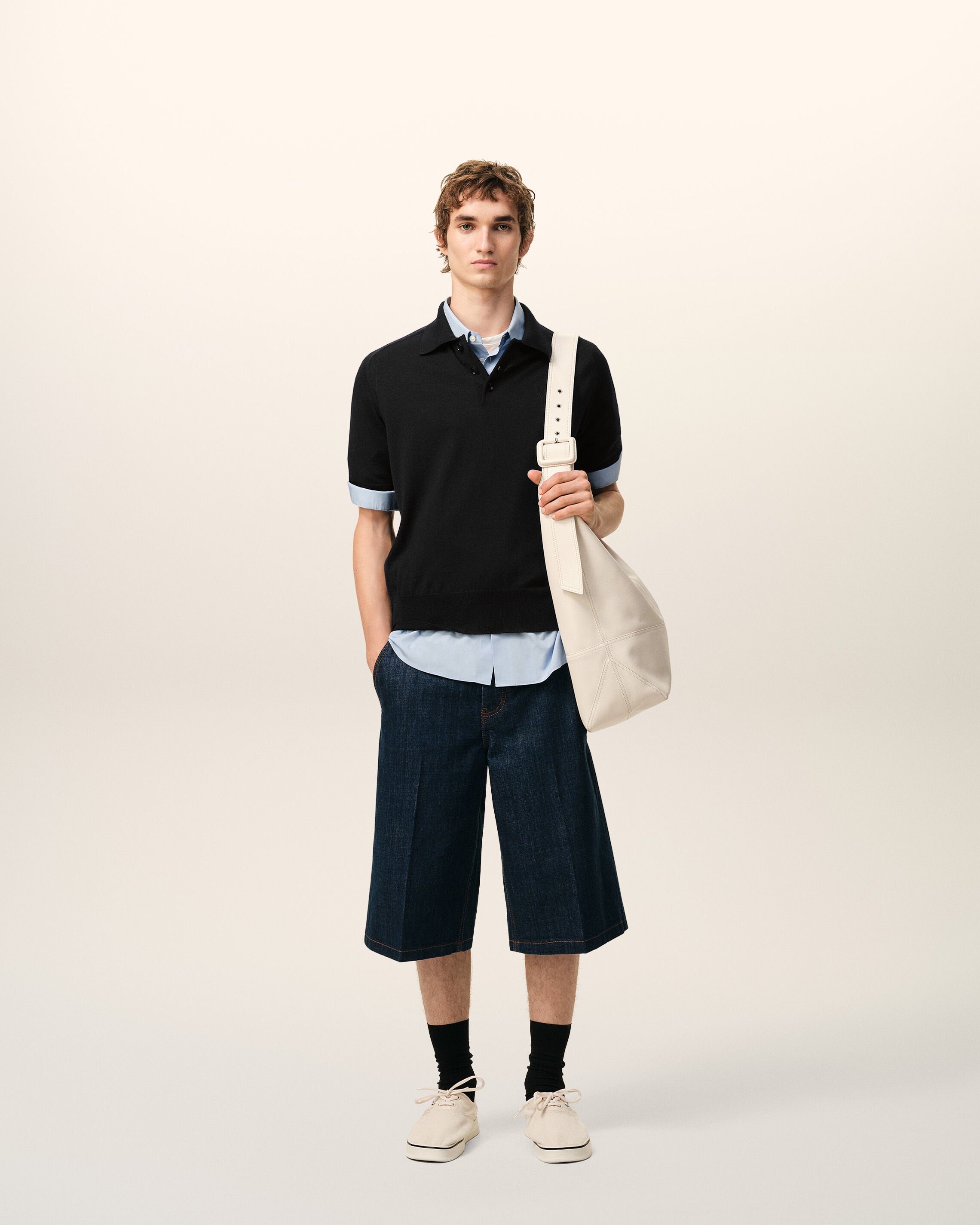 Black Wool Short Sleeves Ami De Coeur Polo - 2