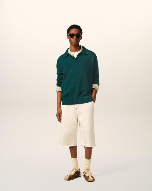 Green Wool And Cotton Boxy Polo - Man - 3 - AMI Paris - Ami Paris