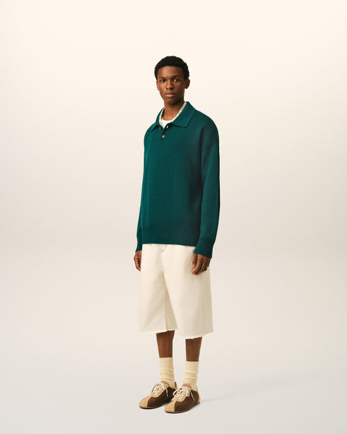 Green Wool And Cotton Boxy Polo - Man - 6 - AMI Paris - Ami Paris