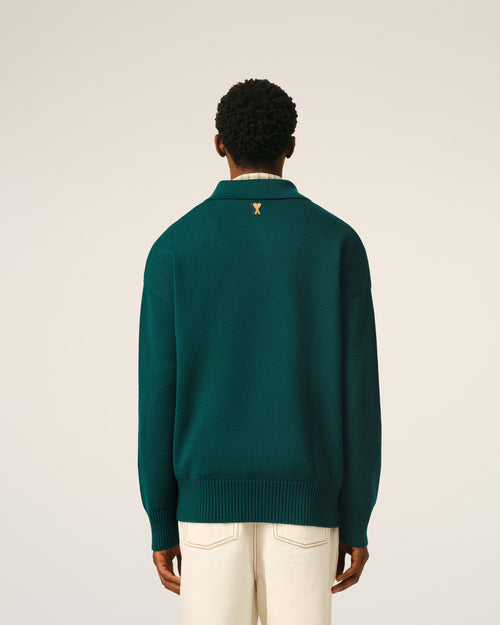 Green Wool And Cotton Boxy Polo - Man - 5 - AMI Paris - Ami Paris