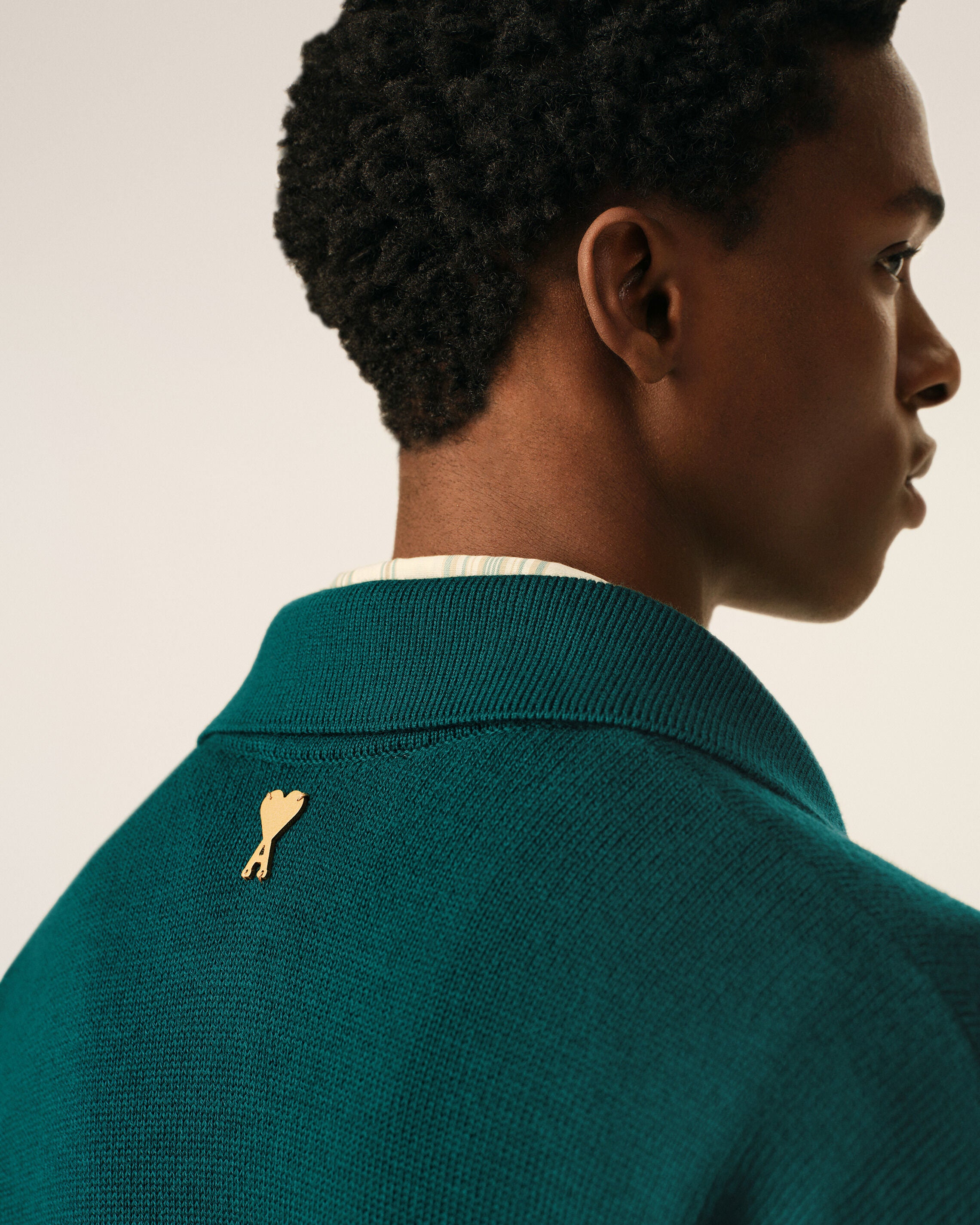 Green Wool And Cotton Boxy Polo - 4