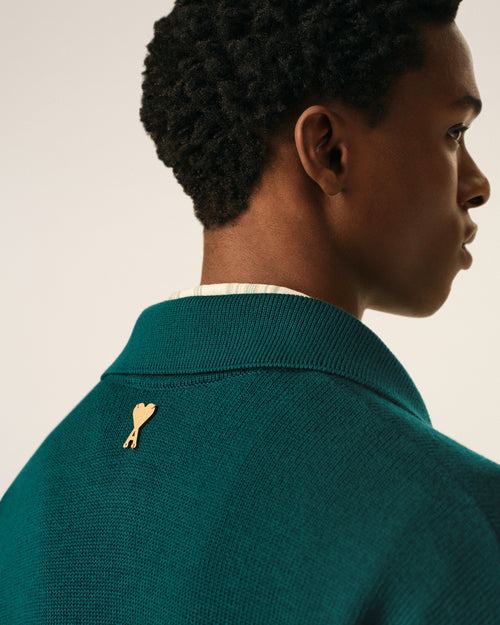 Green Wool And Cotton Boxy Polo - Man - 4 - AMI Paris - Ami Paris