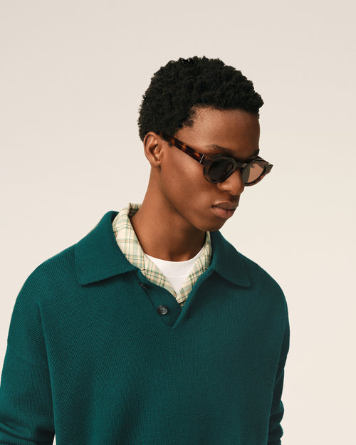 Green Wool And Cotton Boxy Polo - 2 - Ami Paris