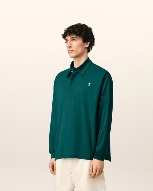 Green Cotton Ami De Coeur Polo - Man - 6 - AMI Paris - Ami Paris