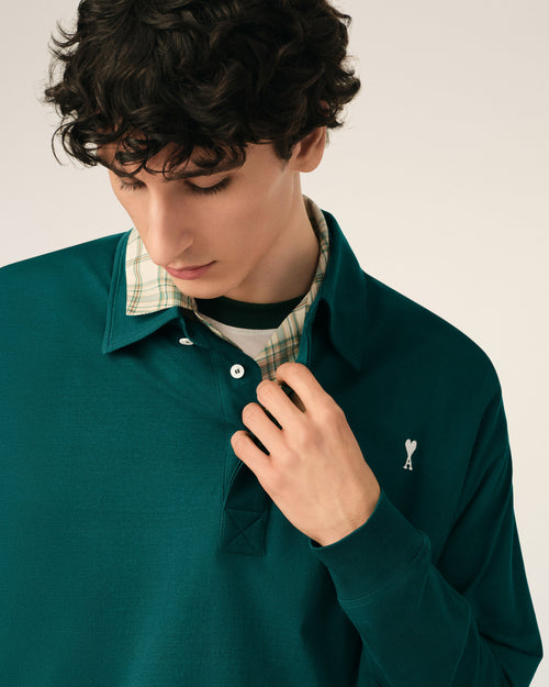 Green Cotton Ami De Coeur Polo - Man - 4 - AMI Paris - Ami Paris