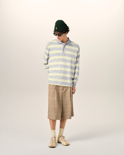 Grey And Yellow Strapped Cotton Polo - Man - 3 - AMI Paris - Ami Paris