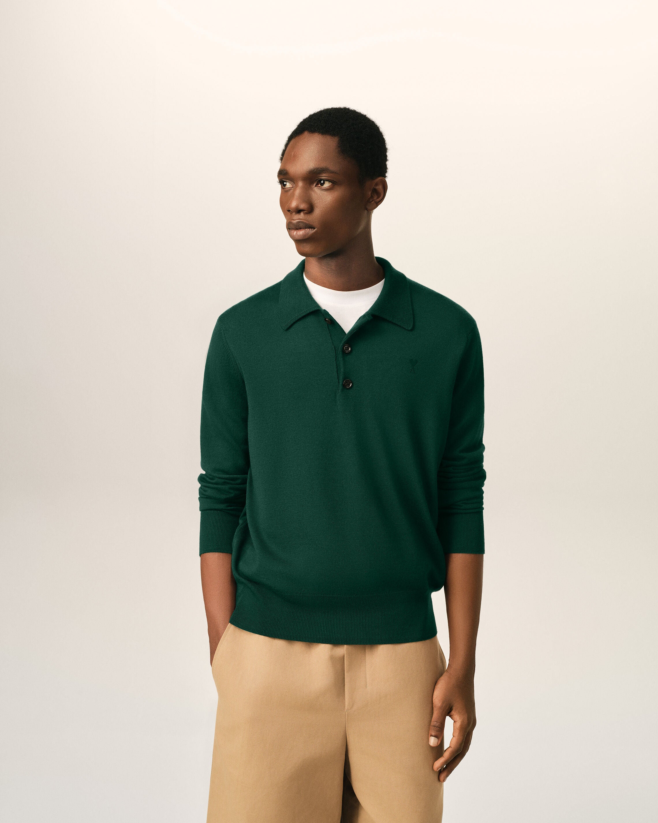 Ami de Coeur Poloshirt aus grüner Wolle - 2