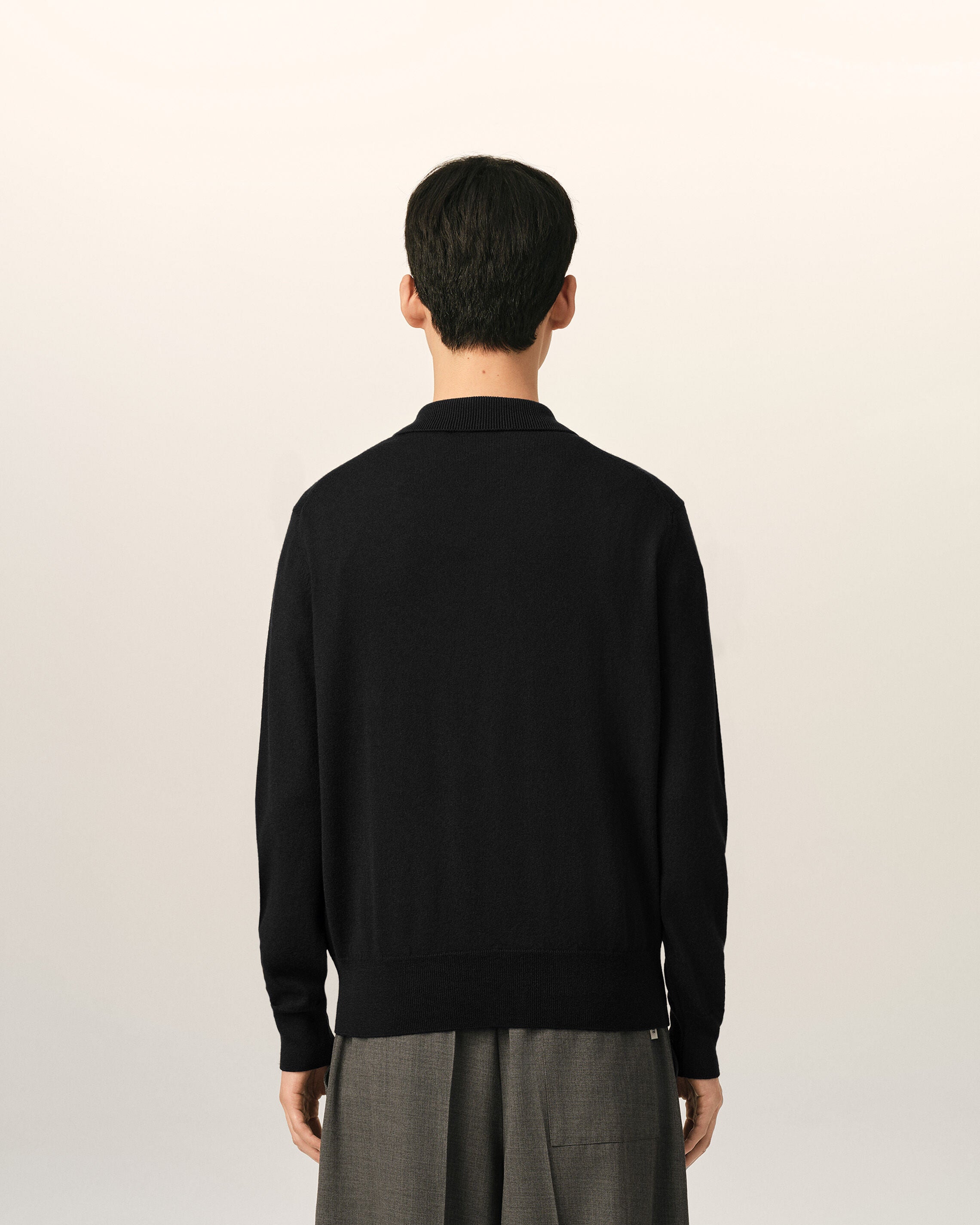 Black wool polo with Ami de Coeur - 5