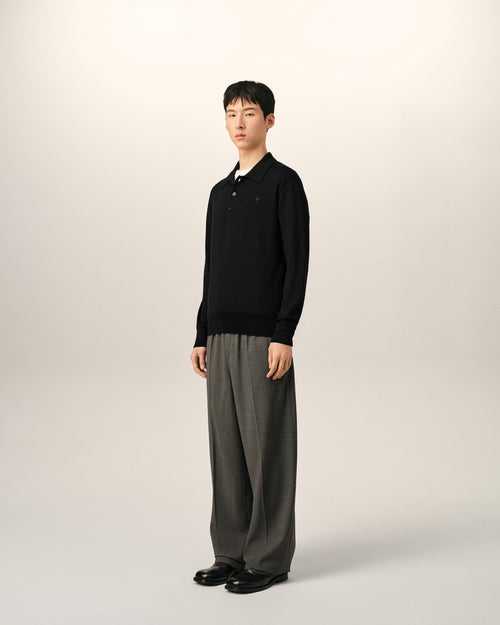 Black wool polo with Ami de Coeur - Man - 6 - AMI Paris - Ami Paris