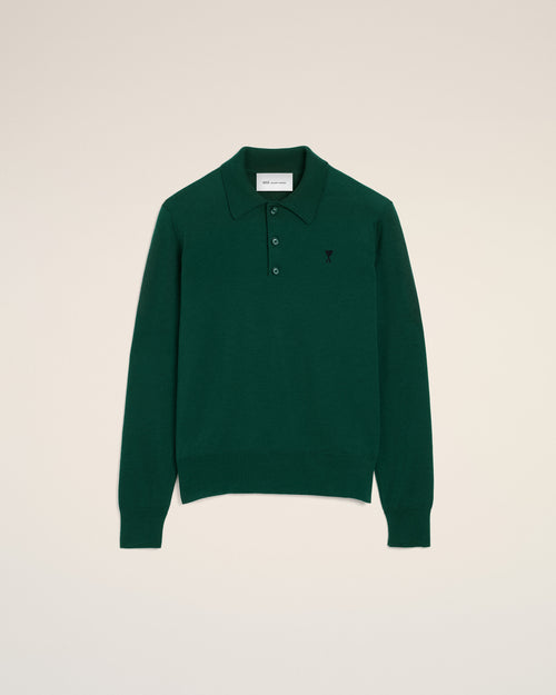 Ami de Coeur Poloshirt aus grüner Wolle - Herren - 1 - AMI Paris - Ami Paris
