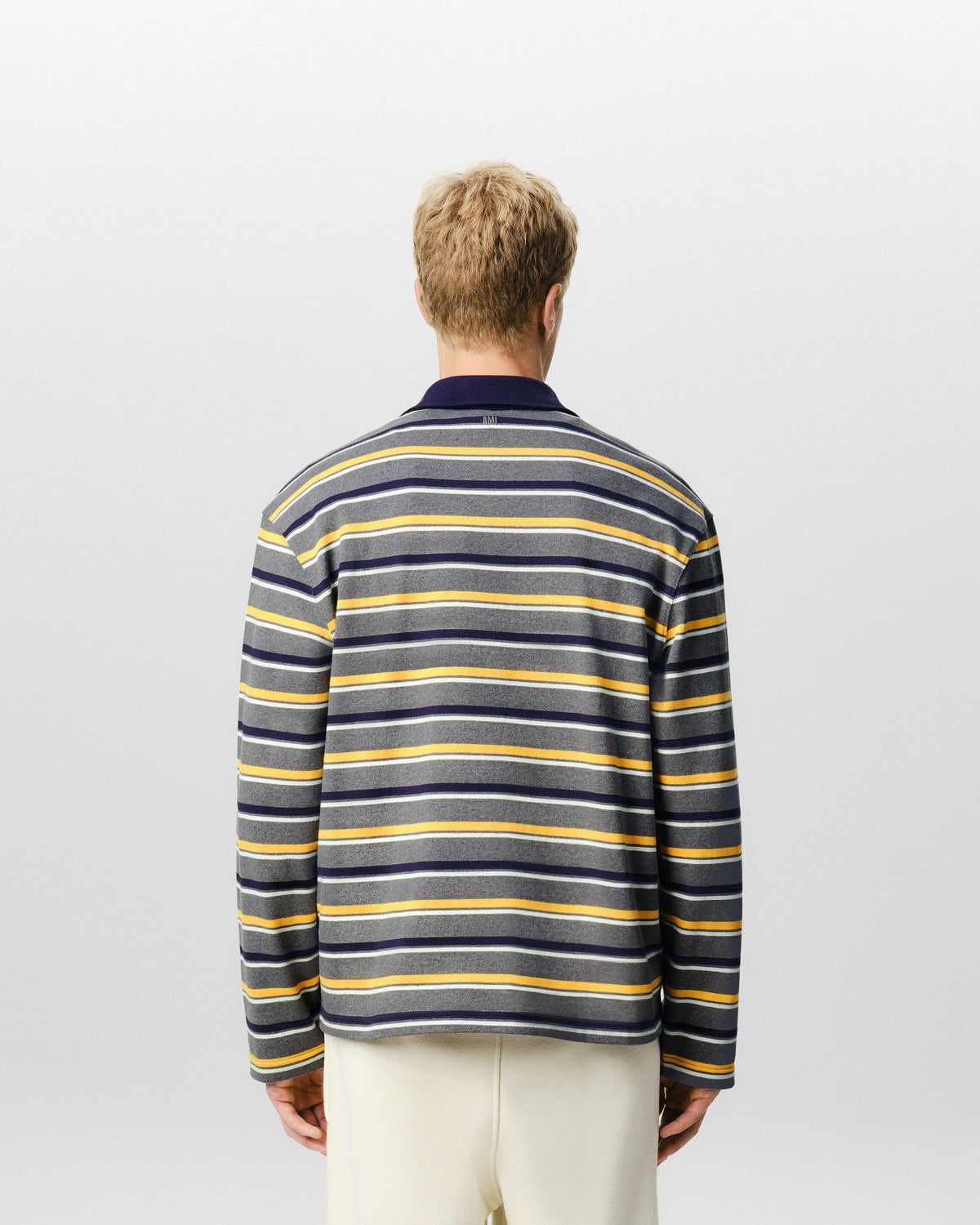 Grey striped cotton polo with Ami patch - 5