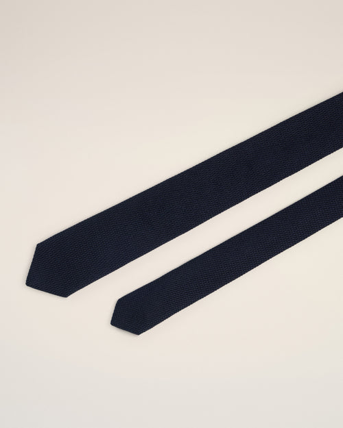 Blue Silk Grenadine Tie - 3 - Ami Paris