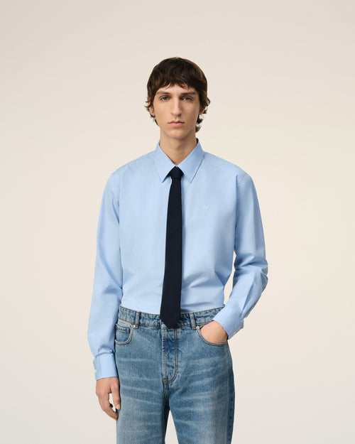 Blue Silk Grenadine Tie - 2 - Ami Paris