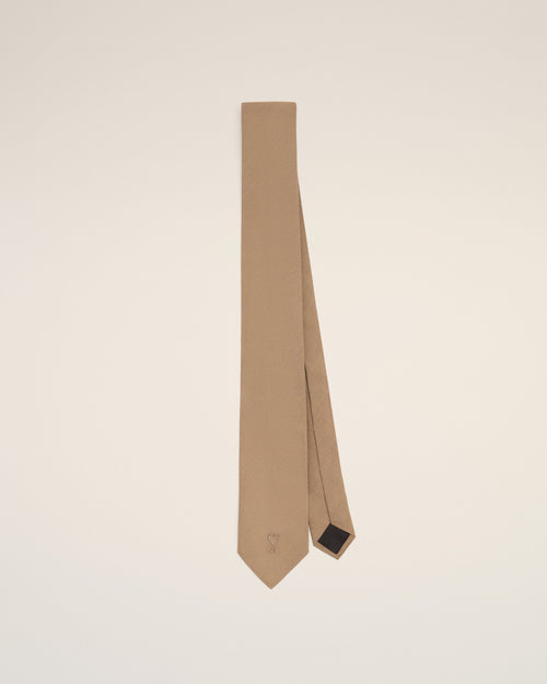 Brown Silk Ami De Coeur Tie - 1 - Ami Paris