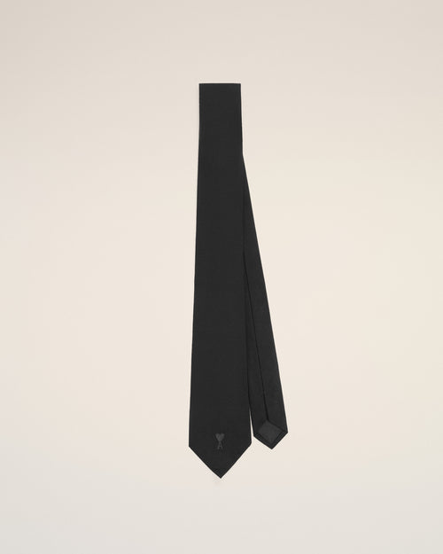 Black Silk Ami De Coeur Tie - 1 - Ami Paris