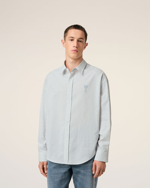 Blue Cotton Boxy Fit Shirt - 3 - Ami Paris